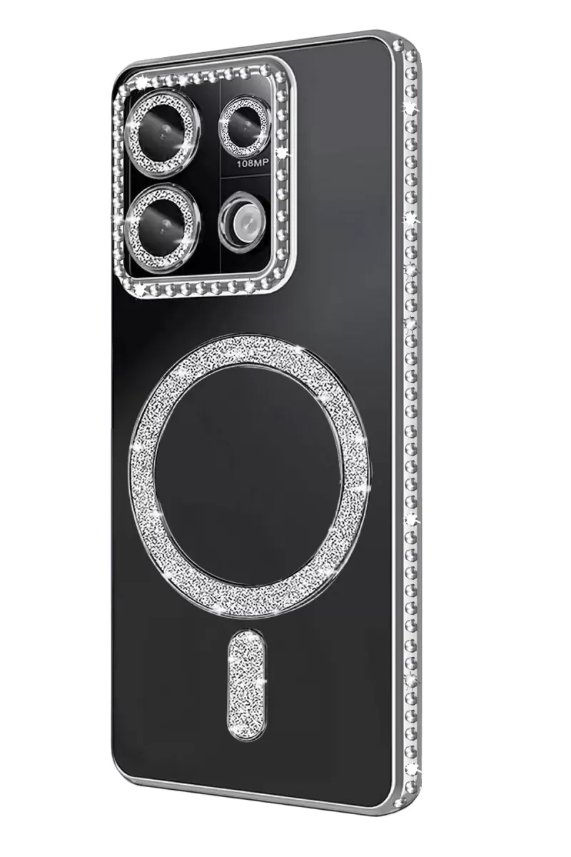 Newface Xiaomi Redmi Note 13 Pro 4G Joke Simli Magneticsafe Kılıf - Gümüş