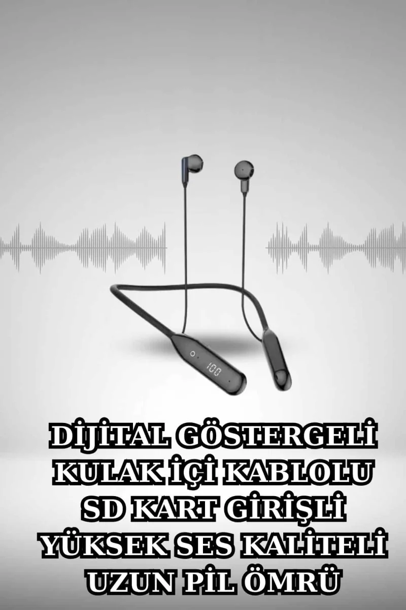 Alarm ve Titreşim Özellikli Akıllı Saat ve Mikrofonlu Kablolu Bluetooth Kulaklık 60 Saat