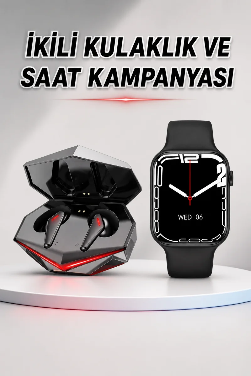 İkili Set Dev Kampanya Ucuz Kulaklık Ucuz Akıllı Saat Gürültü Önleyici Uzun Pil Ömrü