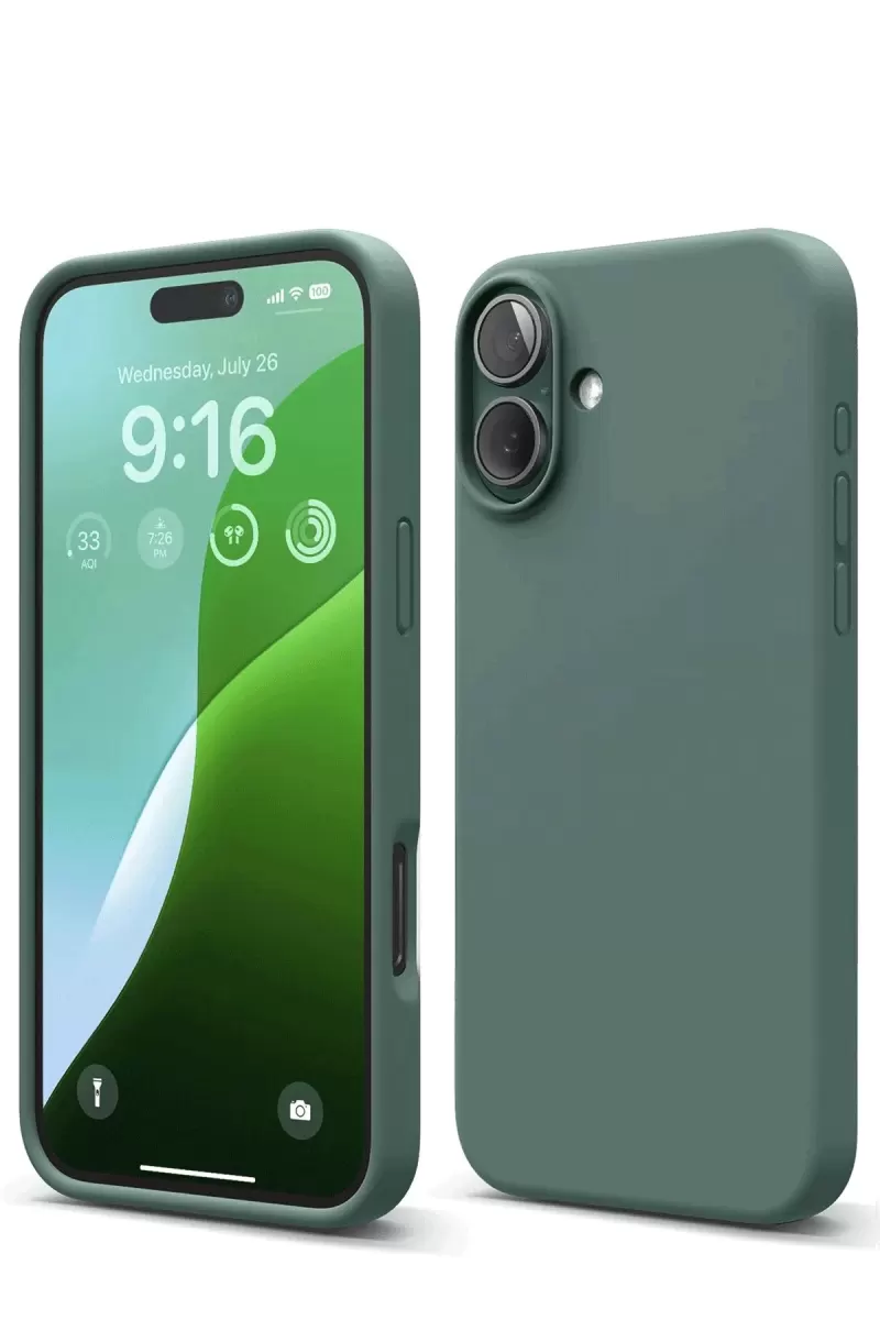 Newface Apple iPhone 16 Kılıf Nano içi Kadife Silikon - Koyu Yeşil