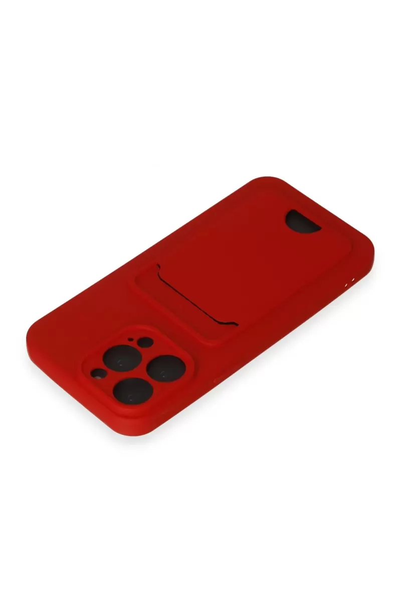 Newface Apple iPhone 14 Pro Max Kılıf Kelvin Kartvizitli Silikon - Kırmızı