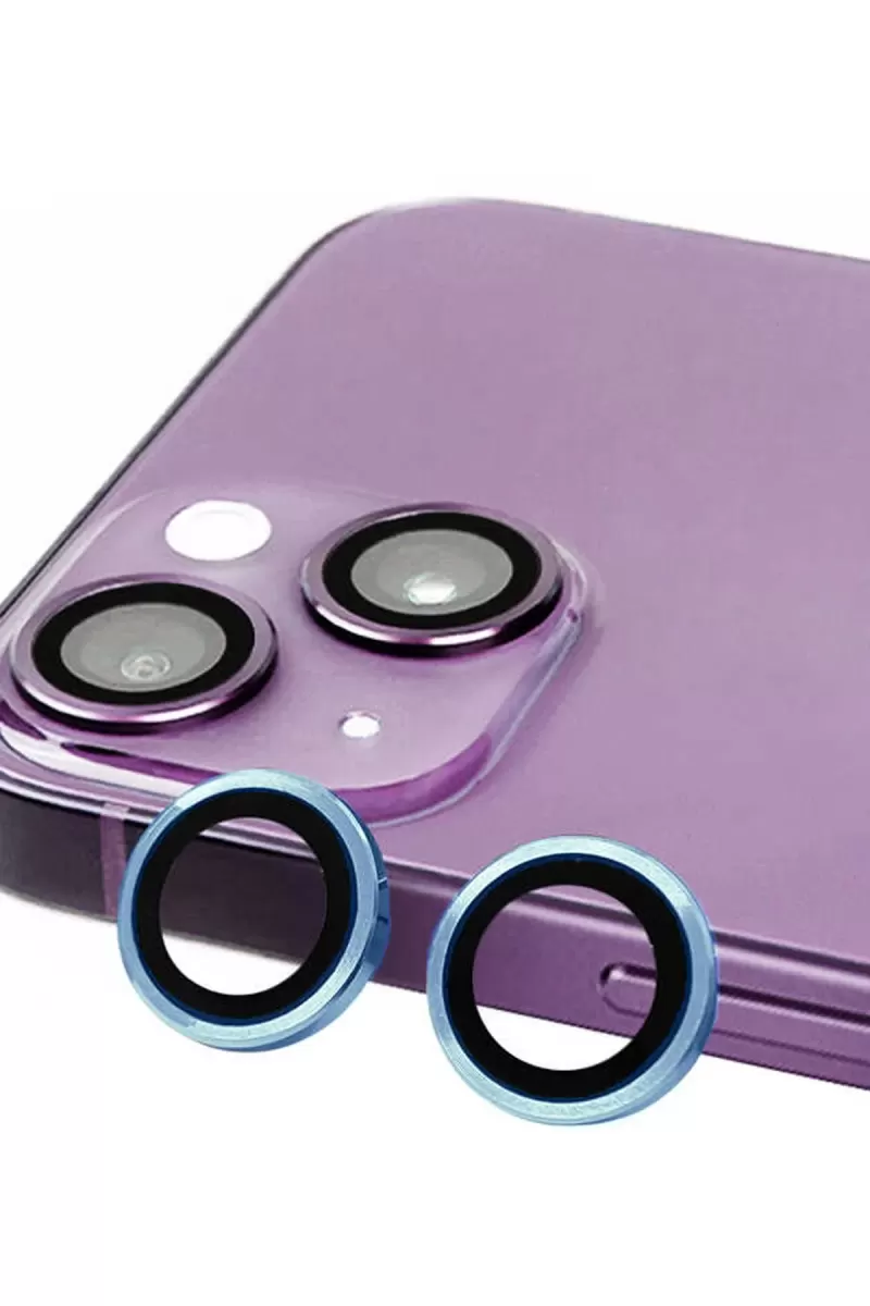 Newface Apple iPhone 14 Plus Raze Metal Kamera Lens - Mavi