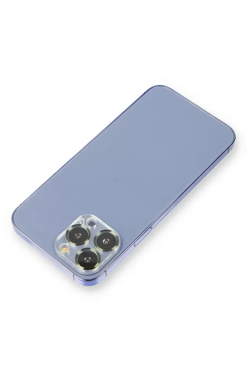 Newface Apple iPhone 13 Pro Metal Kamera Lens Koruma Cam - Koyu Yeşil