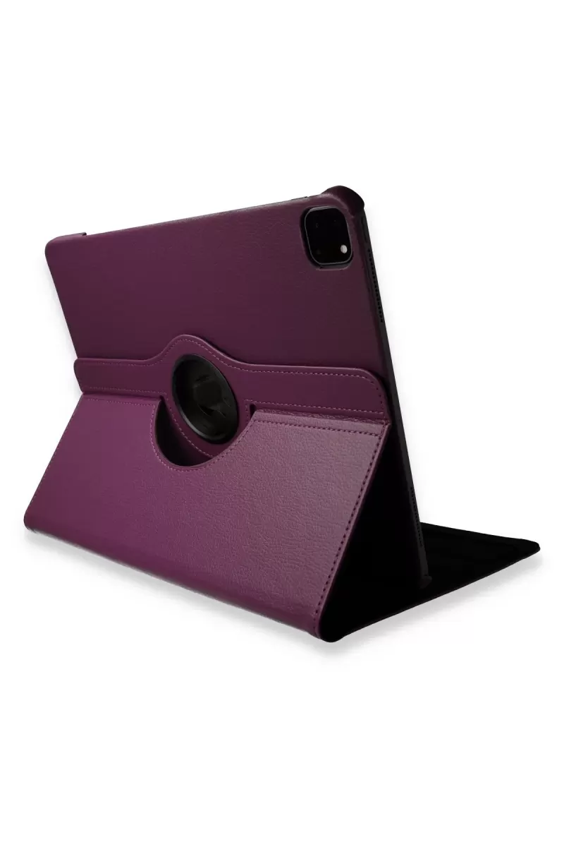 Newface Apple iPad Pro 12.9 (2021) Kılıf 360 Tablet Deri Kılıf - Mürdüm