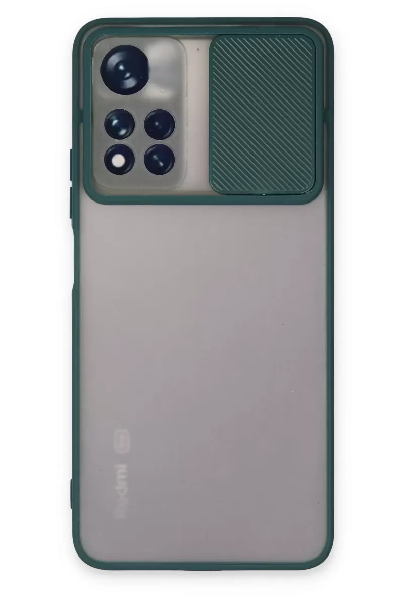 Newface Xiaomi Redmi Note 11 Pro Plus 5G Kılıf Palm Buzlu Kamera Sürgülü Silikon - Yeşil