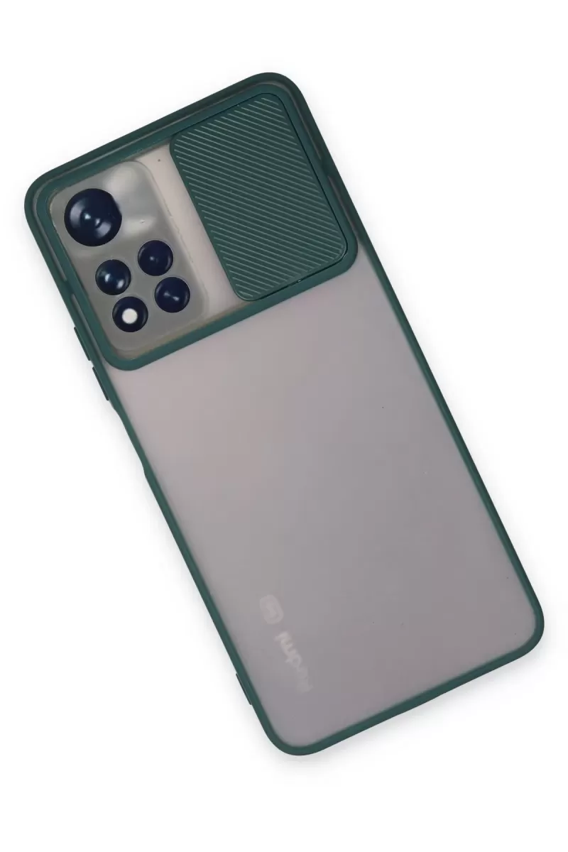 Newface Xiaomi Redmi Note 11 Pro Plus 5G Kılıf Palm Buzlu Kamera Sürgülü Silikon - Yeşil