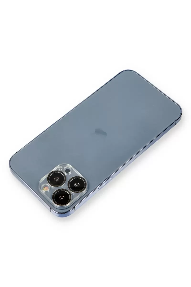 Newface Apple iPhone 12 Pro Max Shine Kamera Lens Koruma Cam - Siyah
