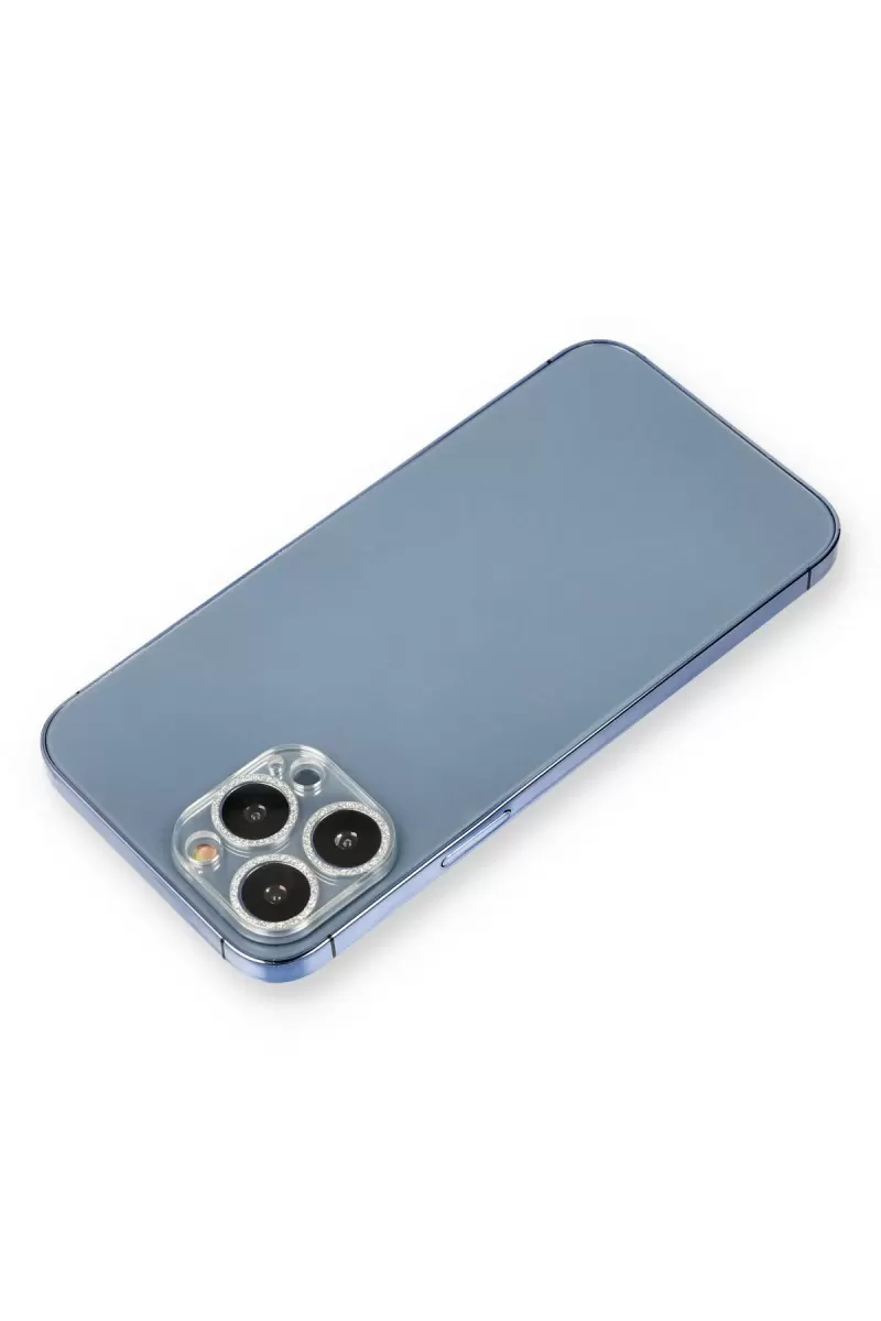Newface Apple iPhone 12 Pro Max Shine Kamera Lens Koruma Cam - Gümüş