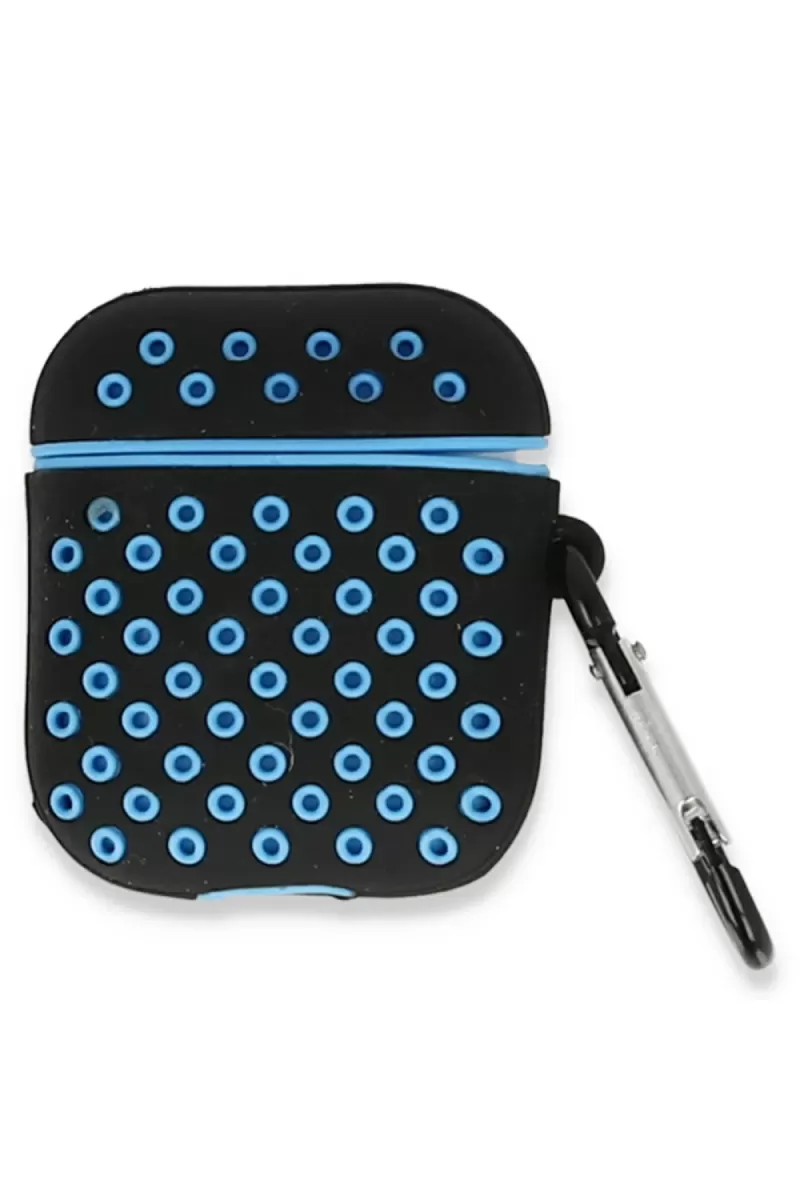 Newface Apple Airpods 2 (2.nesil) Spor Delikli Kılıf - Siyah-Mavi