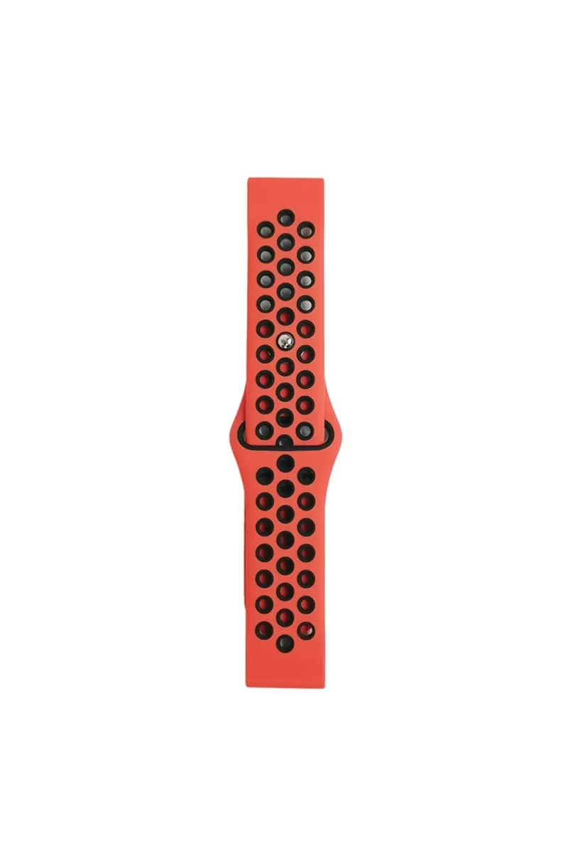 Newface Watch 22mm Spor Delikli Kordon - Kırmızı-Siyah