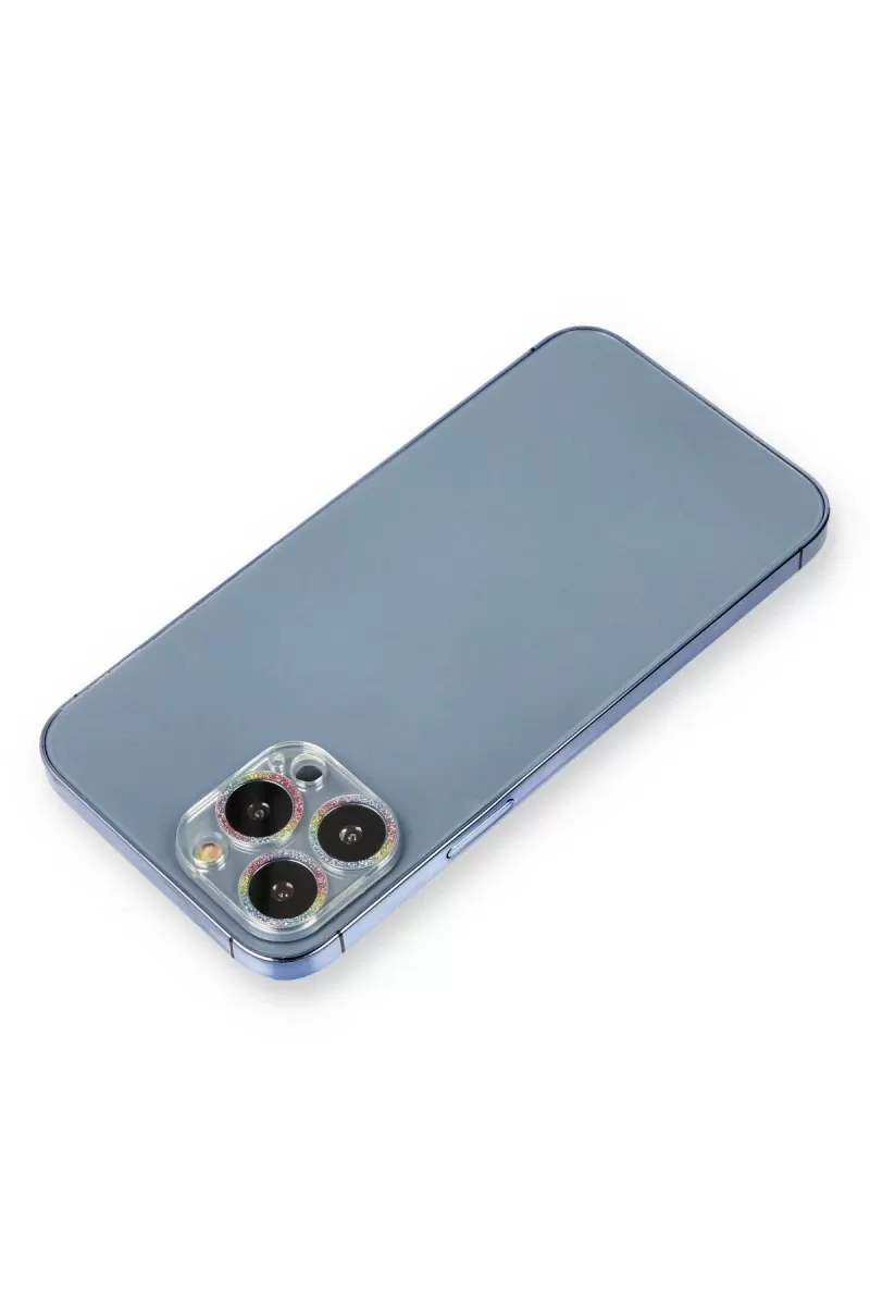 Newface Apple iPhone 13 Pro Shine Kamera Lens Koruma Cam - Rainbow