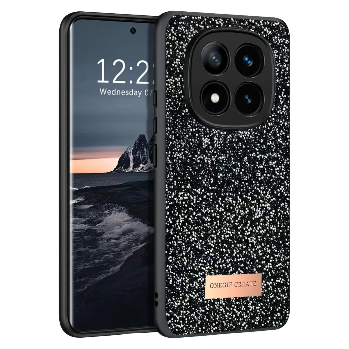 Onegif Xiaomi Redmi Note 14 Pro 4G Bright Simli Kapak - Siyah