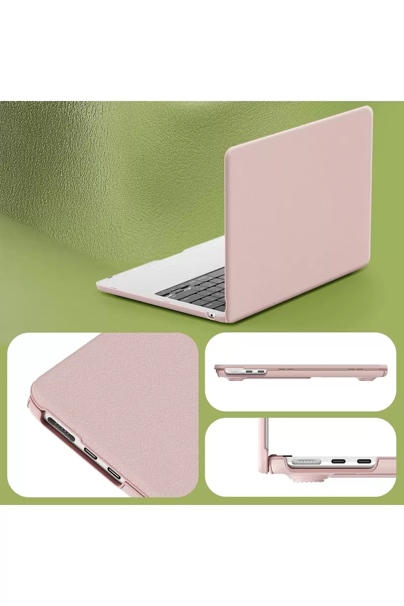 Newface Apple Macbook Air 13.6 Macbook Deri Kapak - Pembe