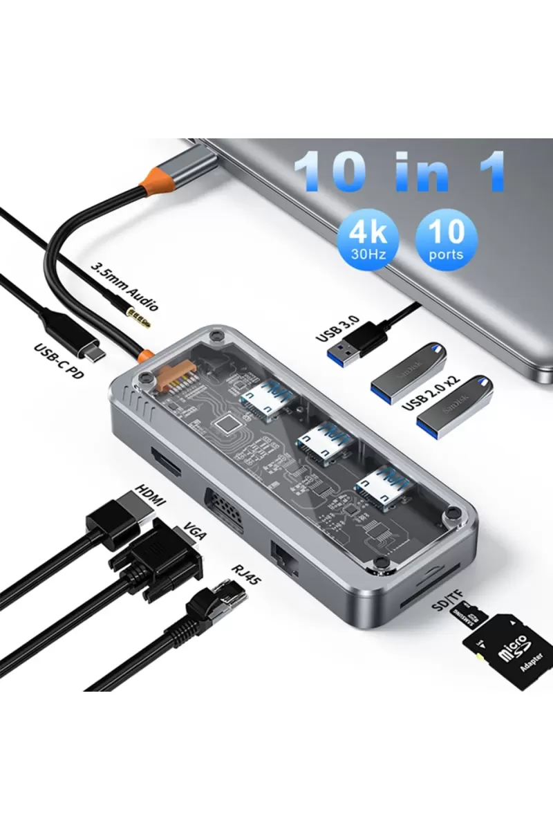 Newface Dönüştürücü 10in1 Hub SW10V - Gri