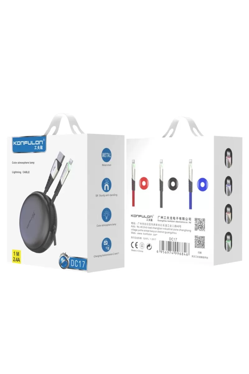 Konfulon DC17 Lightning Kablo iphone Uyumlu 1M 2.4A - Kırmızı