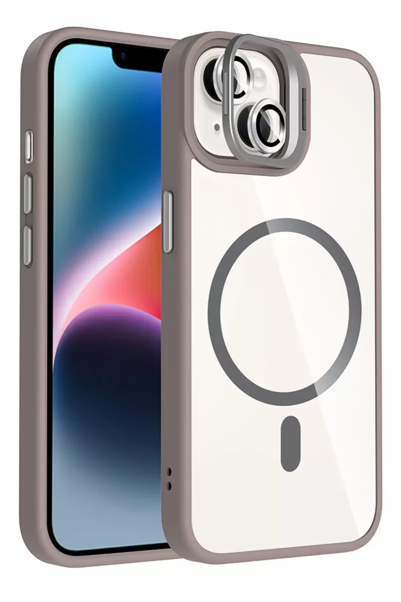 Joko Apple iPhone 15 Remim Lensli Magsafe Standlı Kapak - Titan Gri