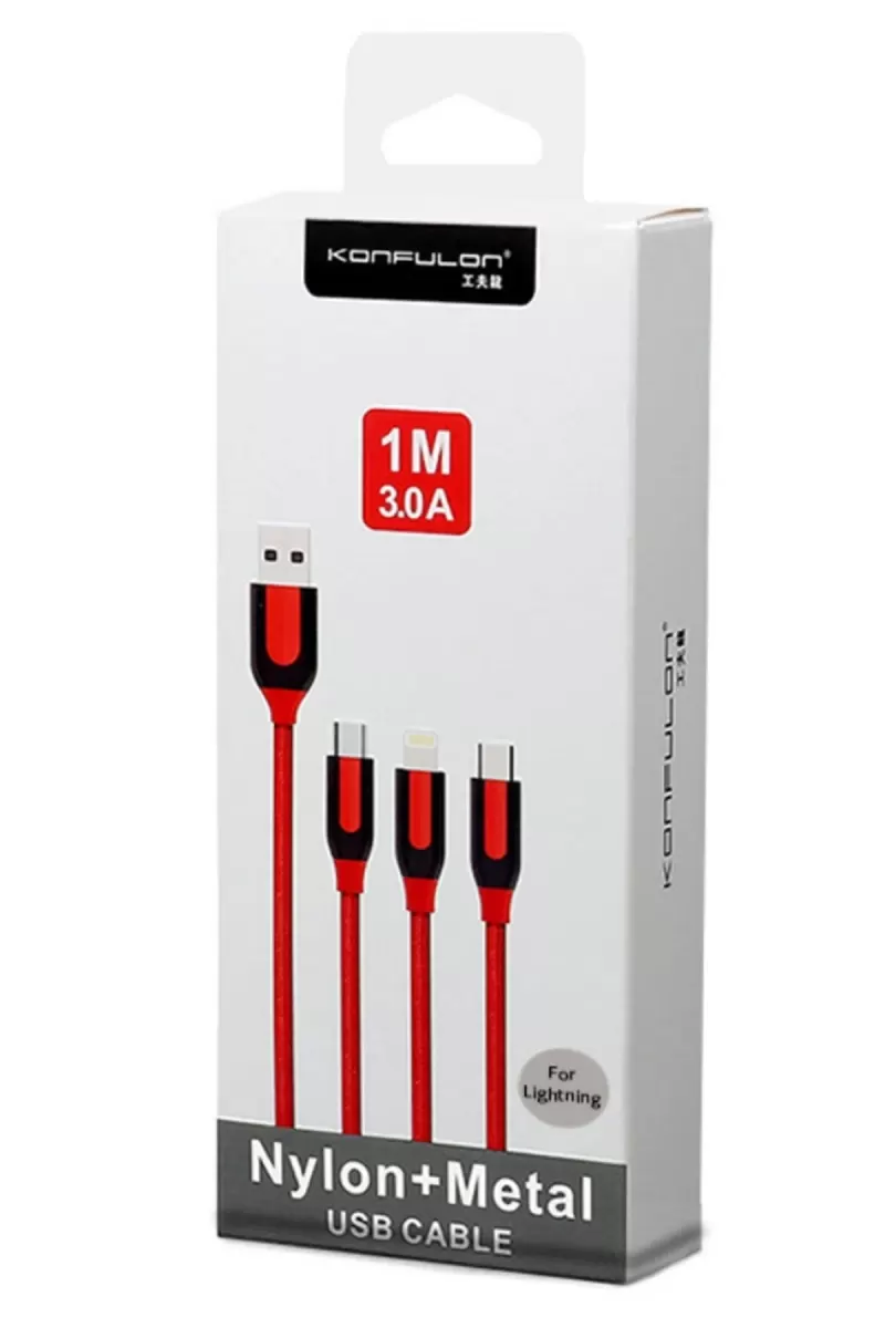 Konfulon S51 Lightning Kablo iphone Uyumlu 1M 3A - Kırmızı