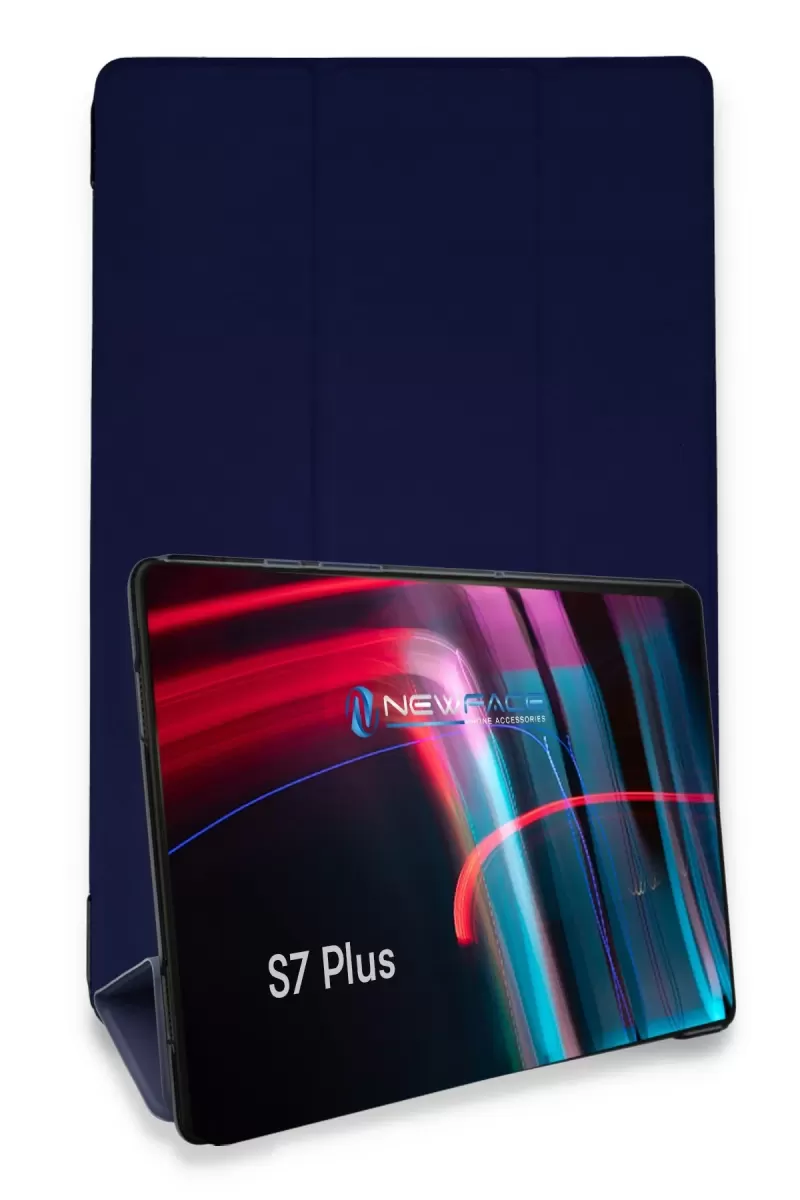 Newface Samsung Galaxy T970 Tab S7 Plus 12.4 Kılıf Tablet Smart Kılıf - Lacivert