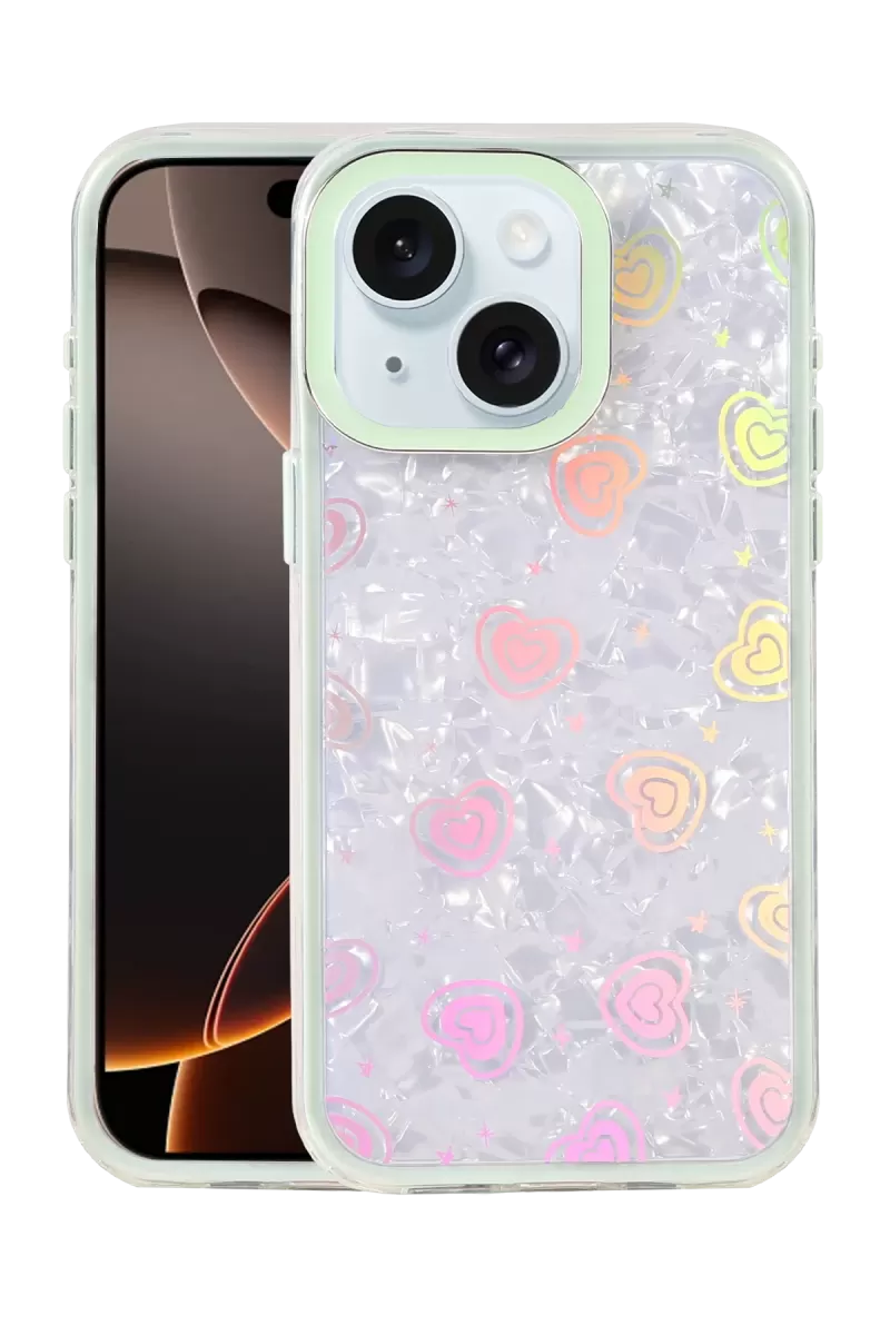 Newface Apple iPhone 15 Lumi Desenli Kapak - Yeşil