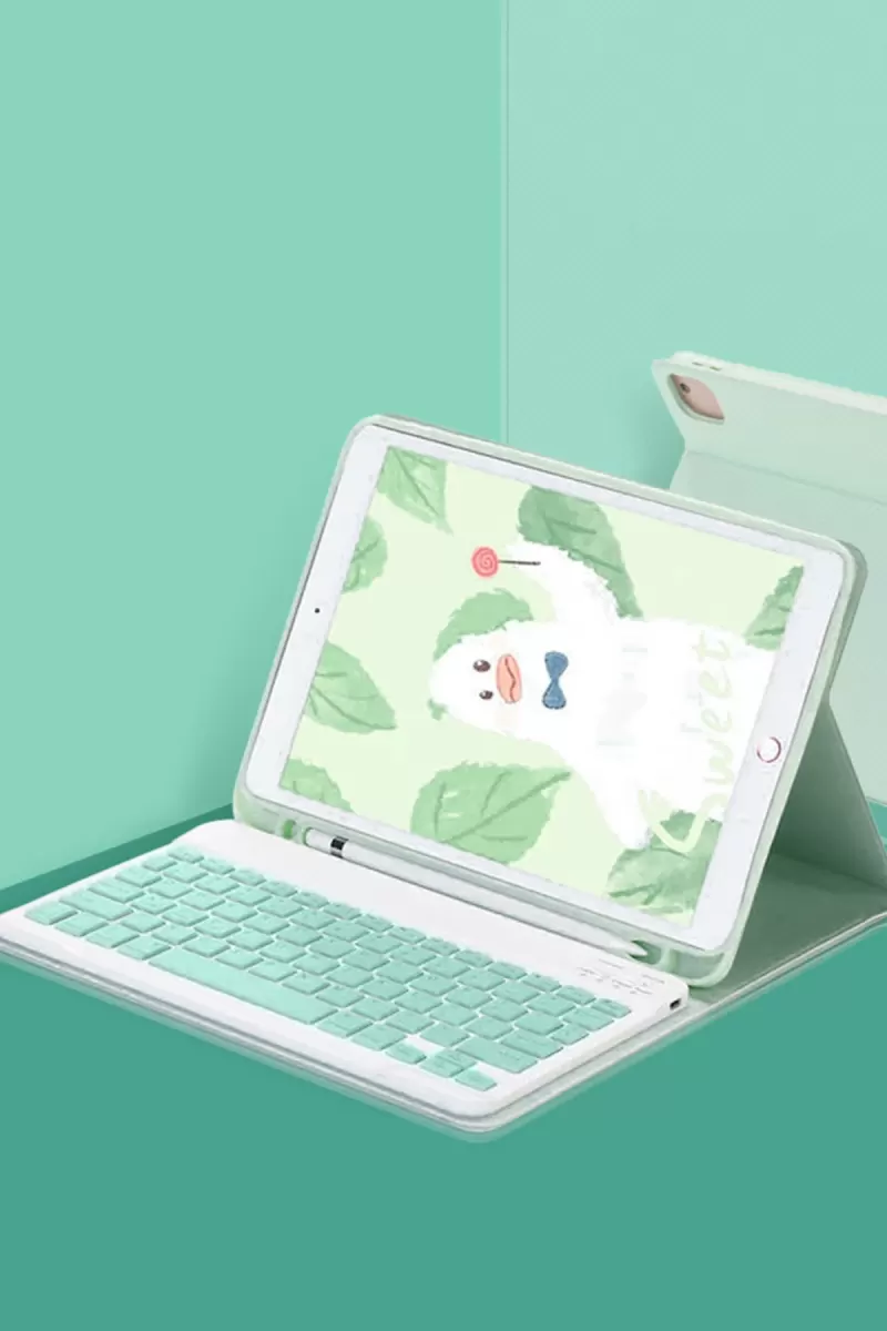 Newface Apple iPad Air 11 (2024) Kılıf KC01 Smart Klavyeli Tablet Kılıfı - Açık Yeşil