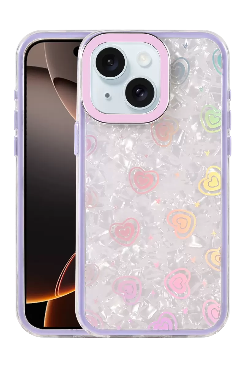 Newface Apple iPhone 15 Lumi Desenli Kapak - Mor
