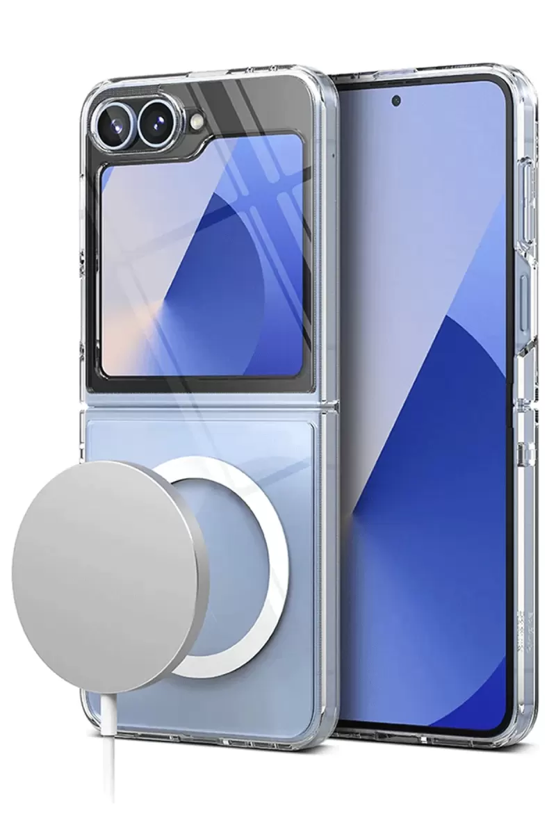 Newface Samsung Galaxy Z Flip 7 Kılıf Magneticsafe Şeffaf Silikon - Şeffaf