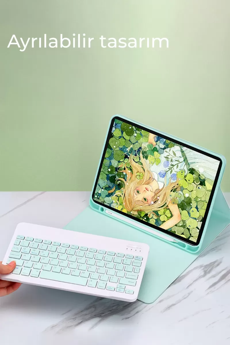 Newface Samsung Galaxy X910 Tab S9 Ultra 14.6 Kılıf KC01 Smart Klavyeli Tablet Kılıfı - Koyu Yeşil