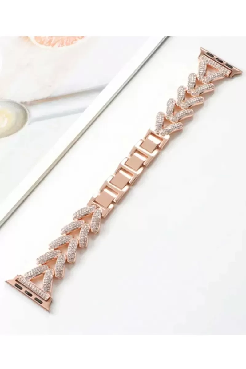 Newface Apple Watch 38mm Node Taşlı Kordon - Rose Gold