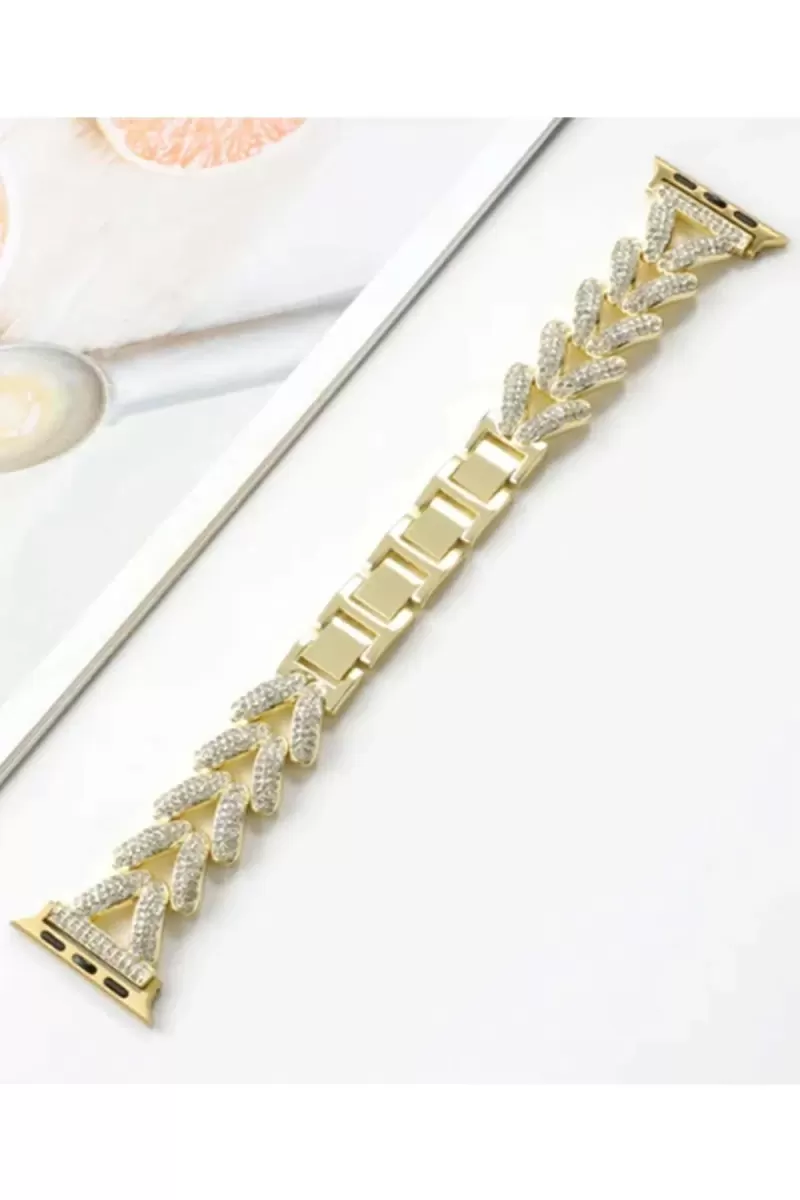 Newface Apple Watch 38mm Node Taşlı Kordon - Gold