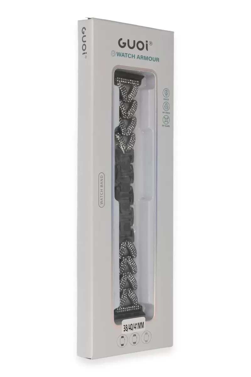 Newface Apple Watch 42mm Node Taşlı Kordon - Siyah