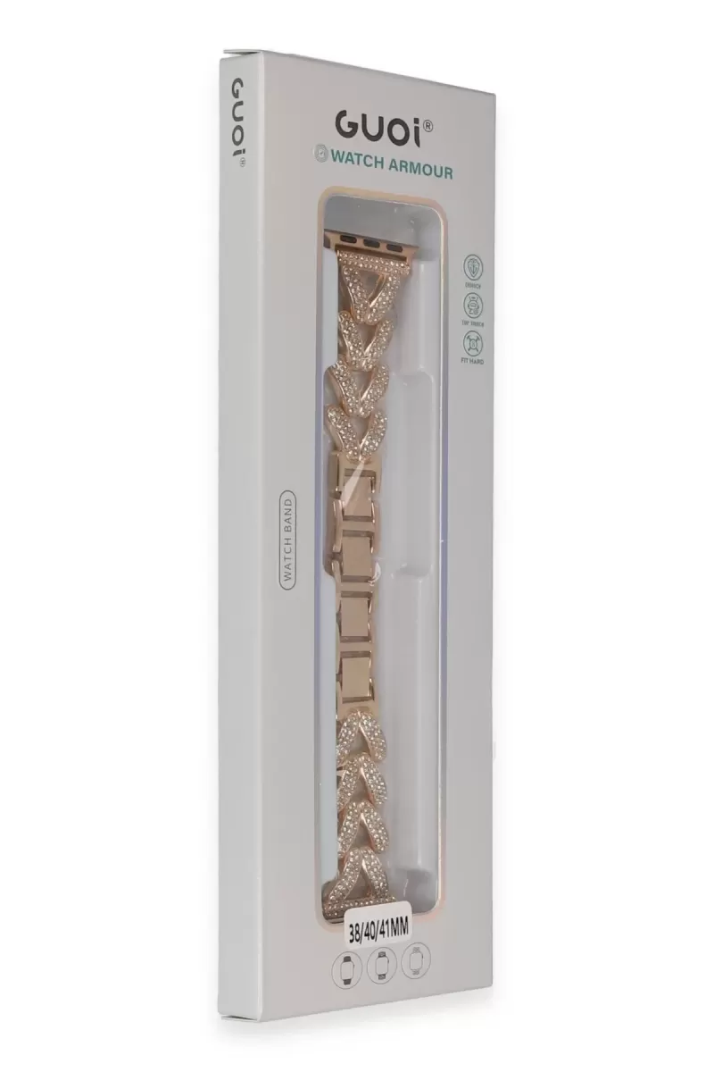 Newface Apple Watch 42mm Node Taşlı Kordon - Rose Gold