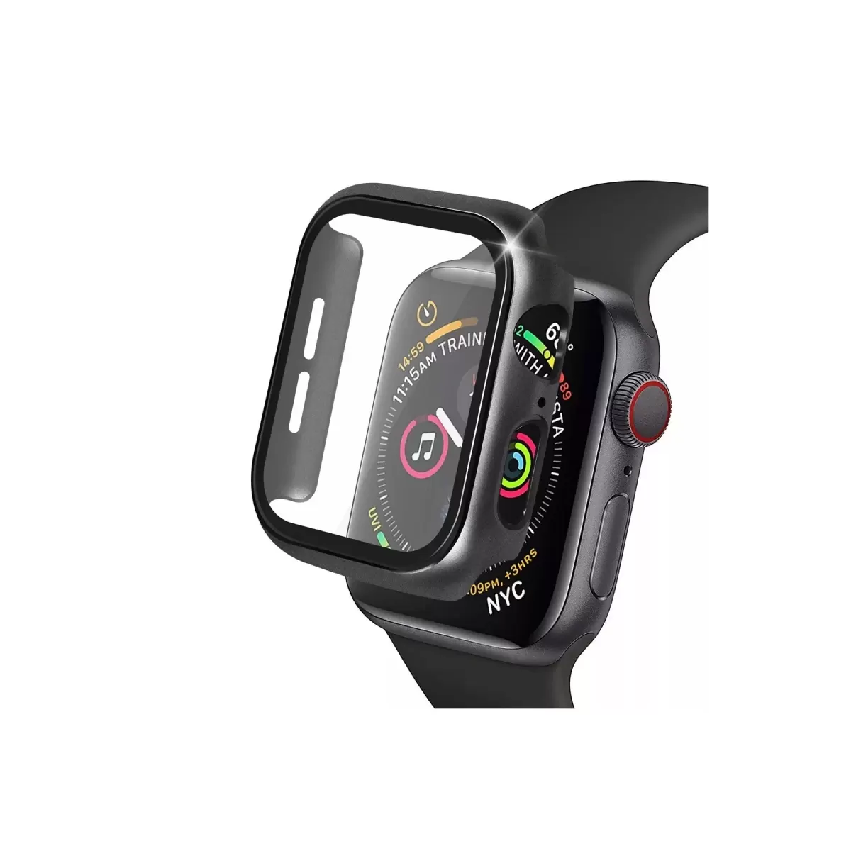 Newface Apple Watch 44mm Camlı Kasa Ekran Koruyucu - Siyah