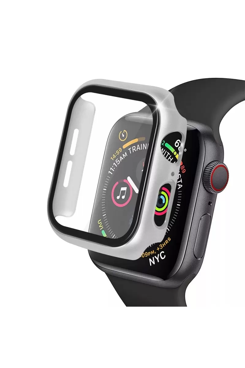 Newface Apple Watch 44mm Camlı Kasa Ekran Koruyucu - Gümüş