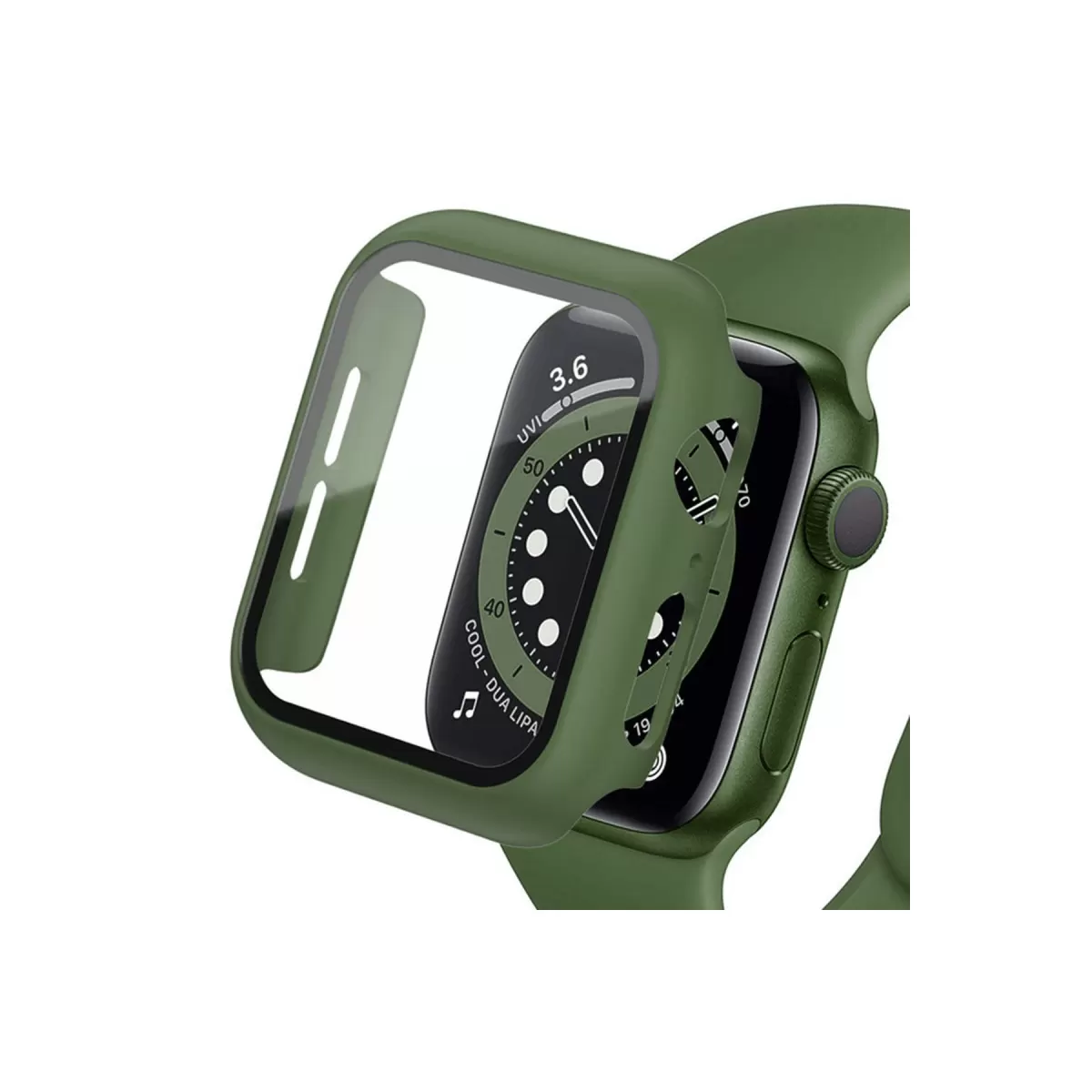 Newface Apple Watch 44mm Camlı Kasa Ekran Koruyucu - Koyu Yeşil