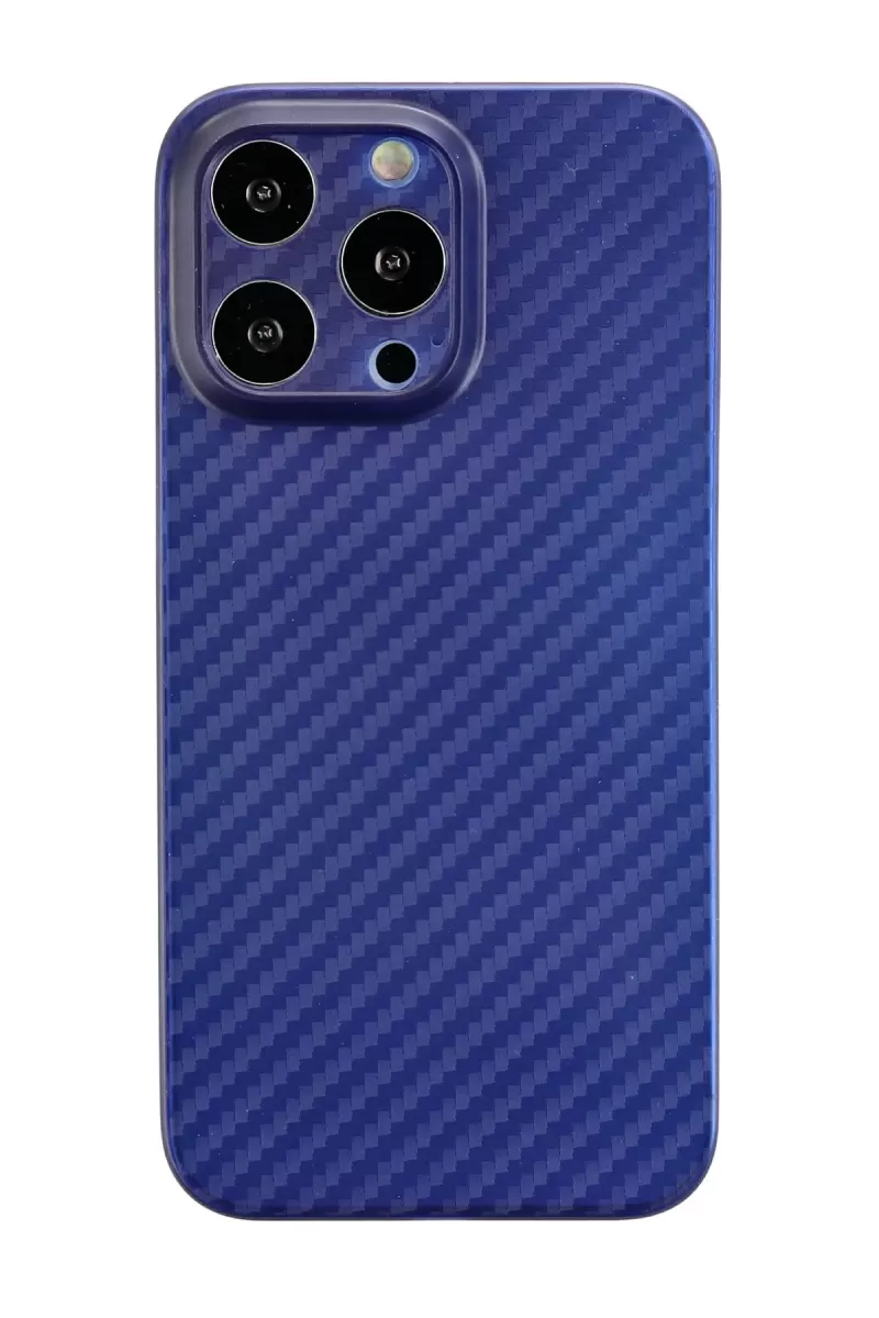 Newface Apple iPhone 13 Pro Max Kılıf Karbon PP Silikon - Mavi