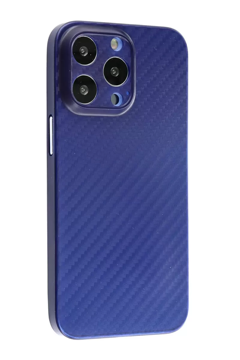 Newface Apple iPhone 13 Pro Max Kılıf Karbon PP Silikon - Mavi
