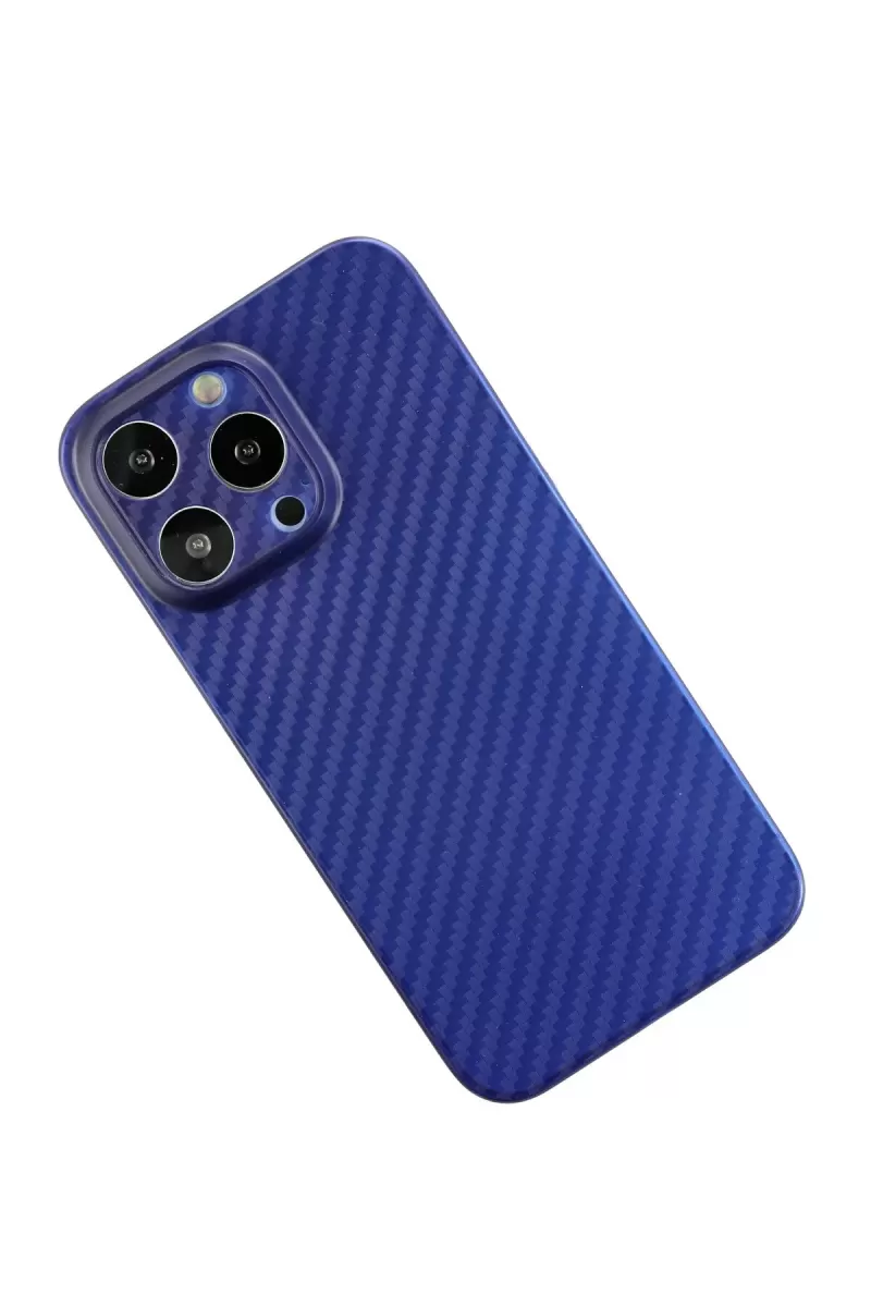 Newface Apple iPhone 13 Pro Max Kılıf Karbon PP Silikon - Mavi