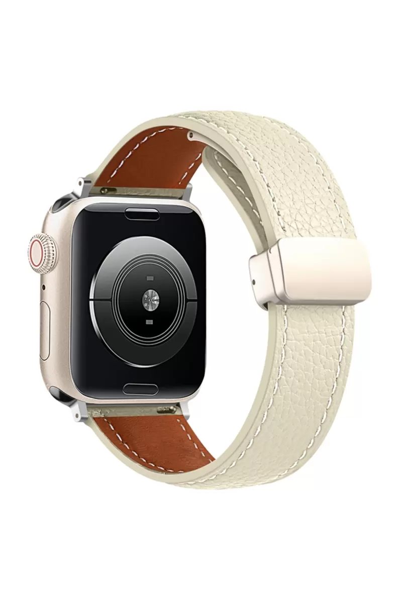 Newface Apple Watch 38mm KR414 Daks Deri Kordon - Beyaz