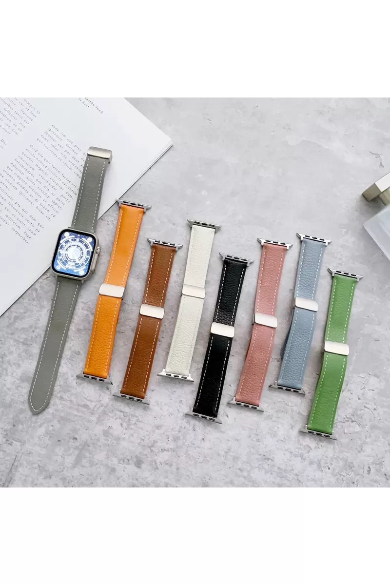 Newface Apple Watch 42mm KR414 Daks Deri Kordon - Beyaz