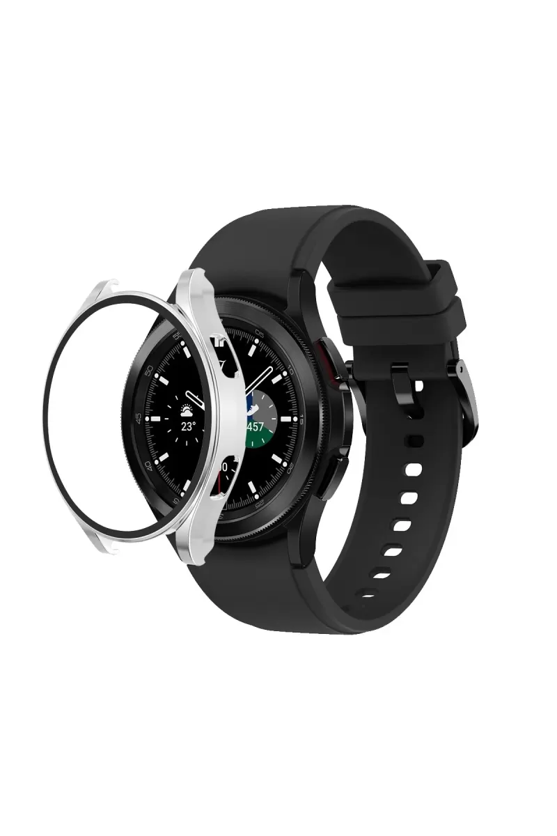 Newface Watch 5 Pro 45mm Wall Camlı Kasa Ekran Koruyucu - Gümüş