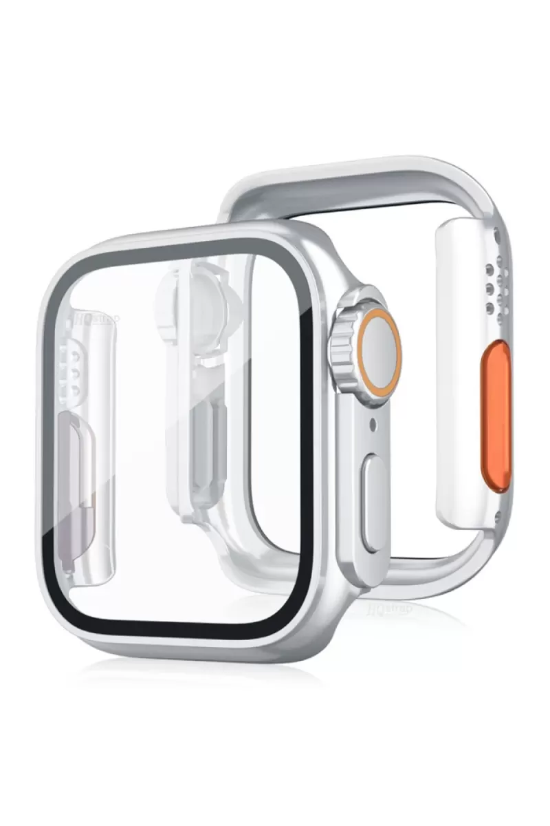 Newface Apple Watch 45mm Watch 49mm Kasa Dönüştürücü ve Ekran Koruyucu - Gümüş