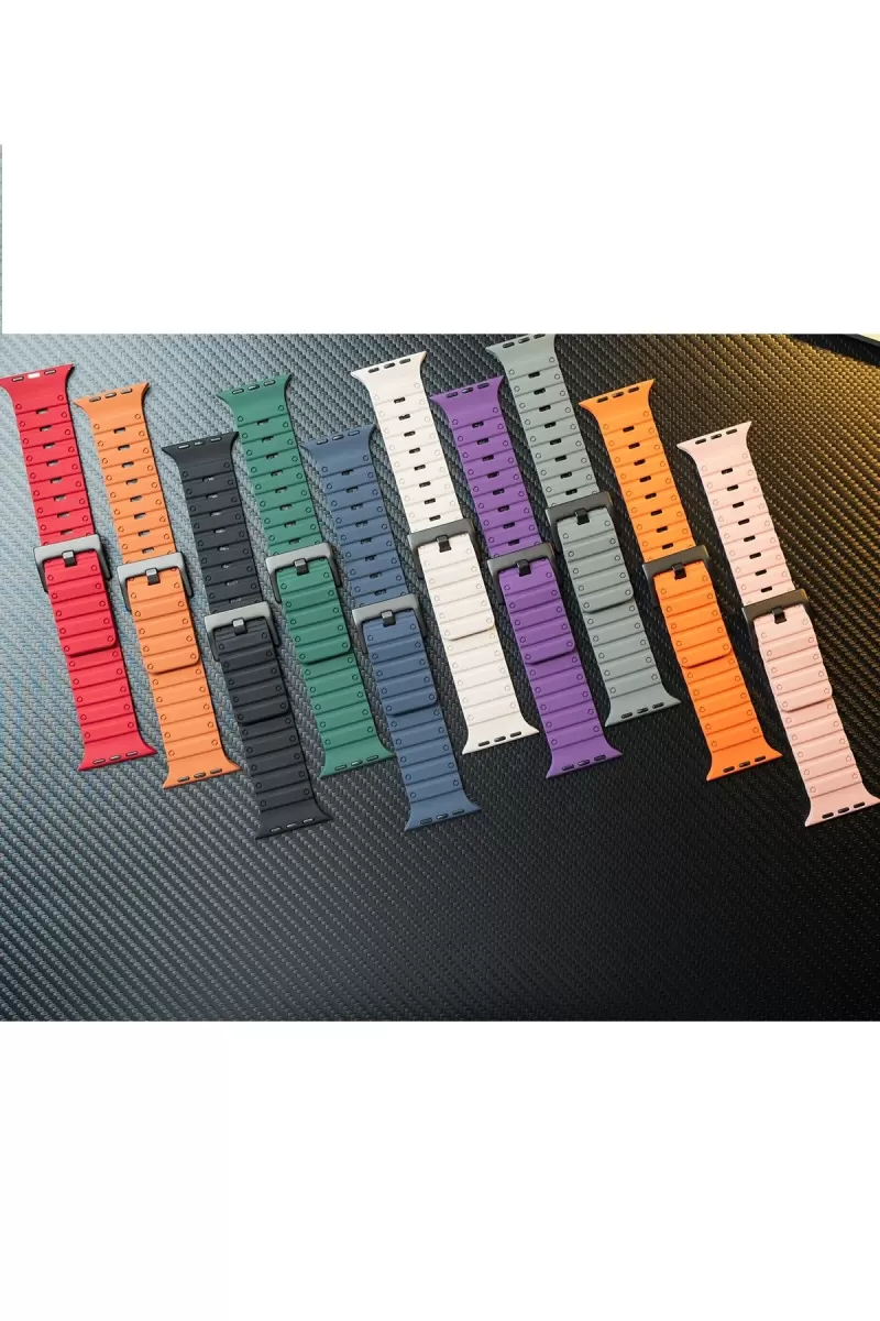 Newface Apple Watch 42mm Magnus Mıknatıslı Silikon Kordon - Turuncu