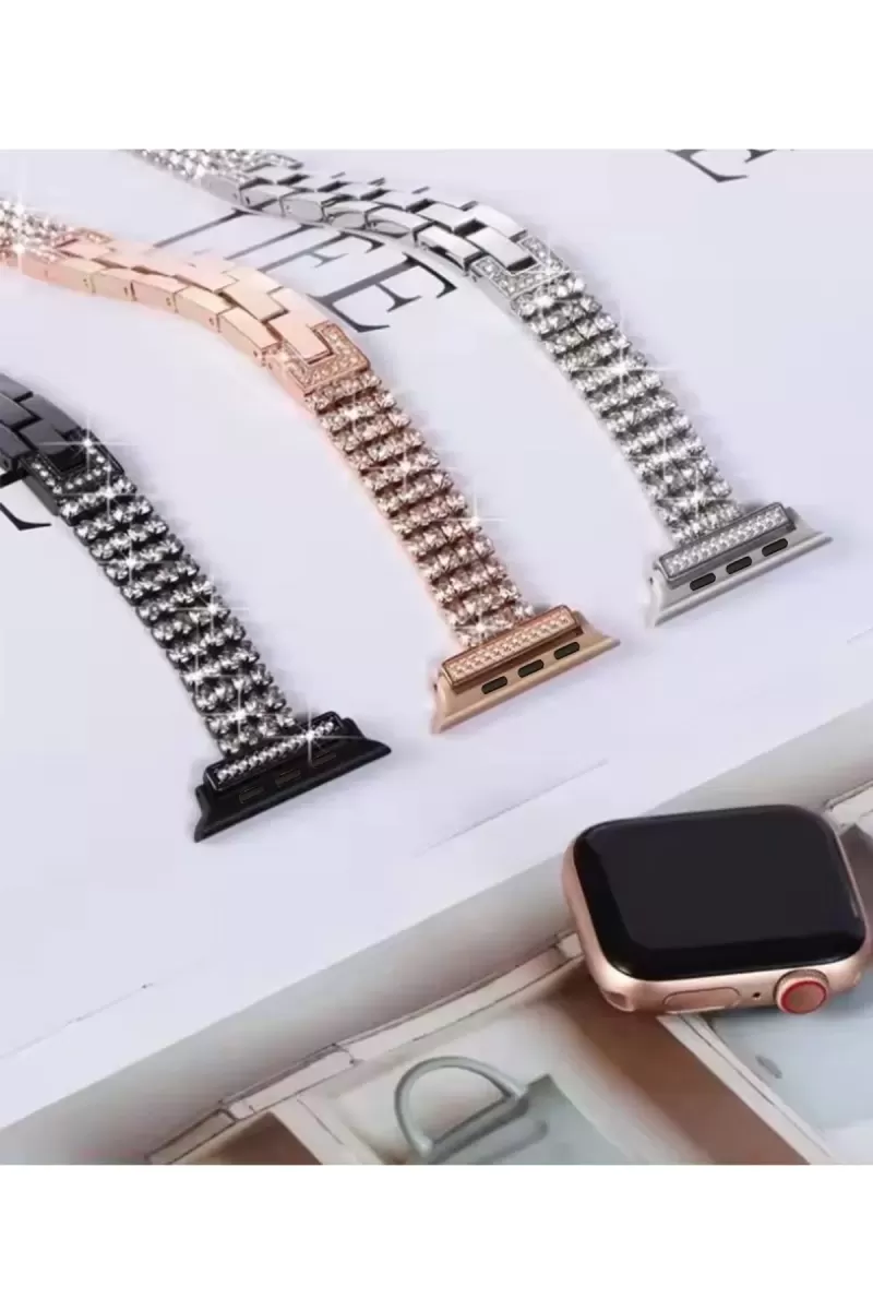 Newface Apple Watch 42mm Live Taşlı Kordon - Siyah