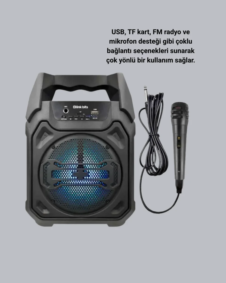 Mikrofonlu Bluetooth Ses Sistemli USB, Micro SD, FM ve Uzun Pil Ömrü