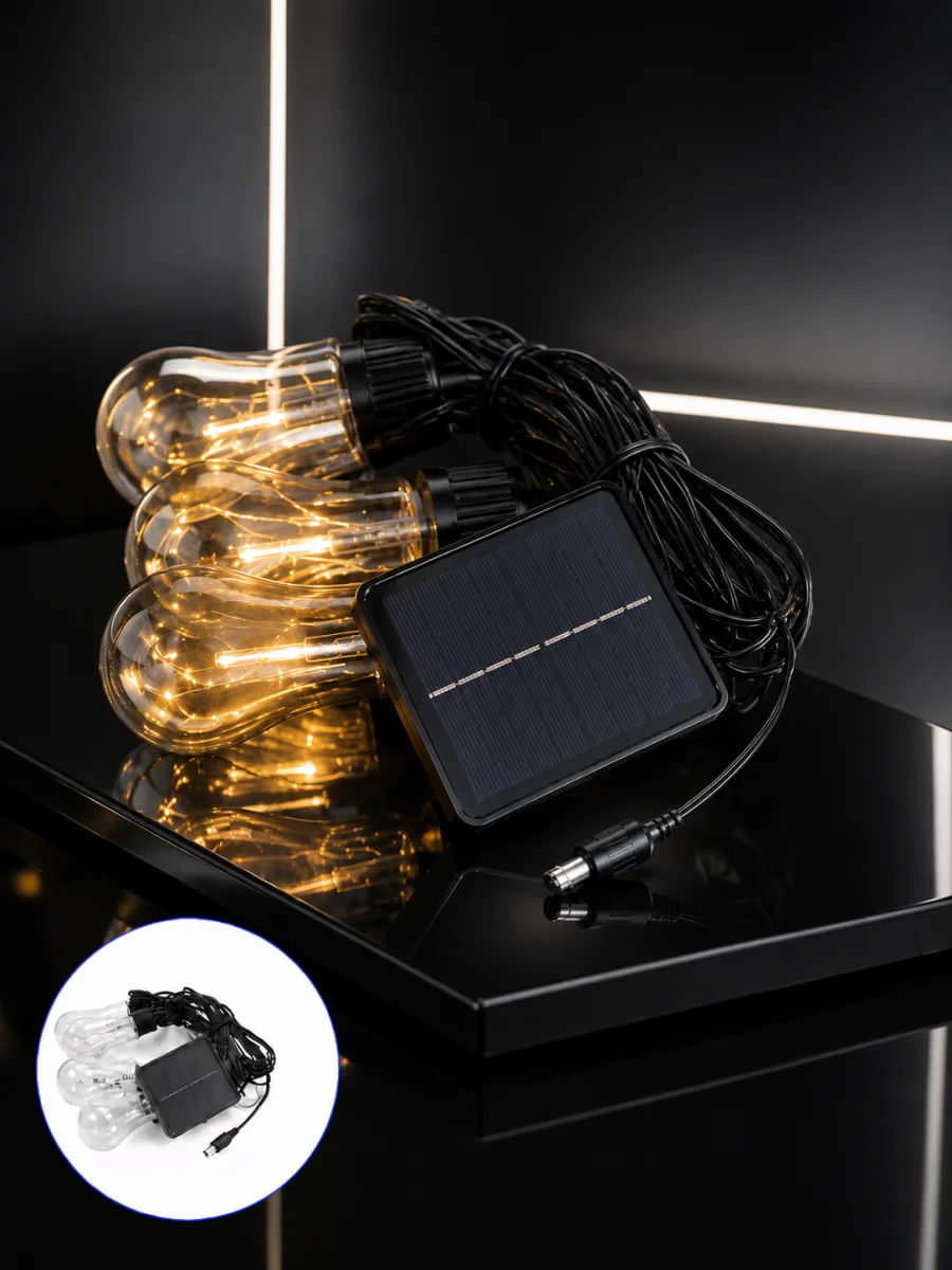 Solar LED Ampul Işık Dış Mekan Bahçe Pergola Balkon Dekoratif Aydınlatma