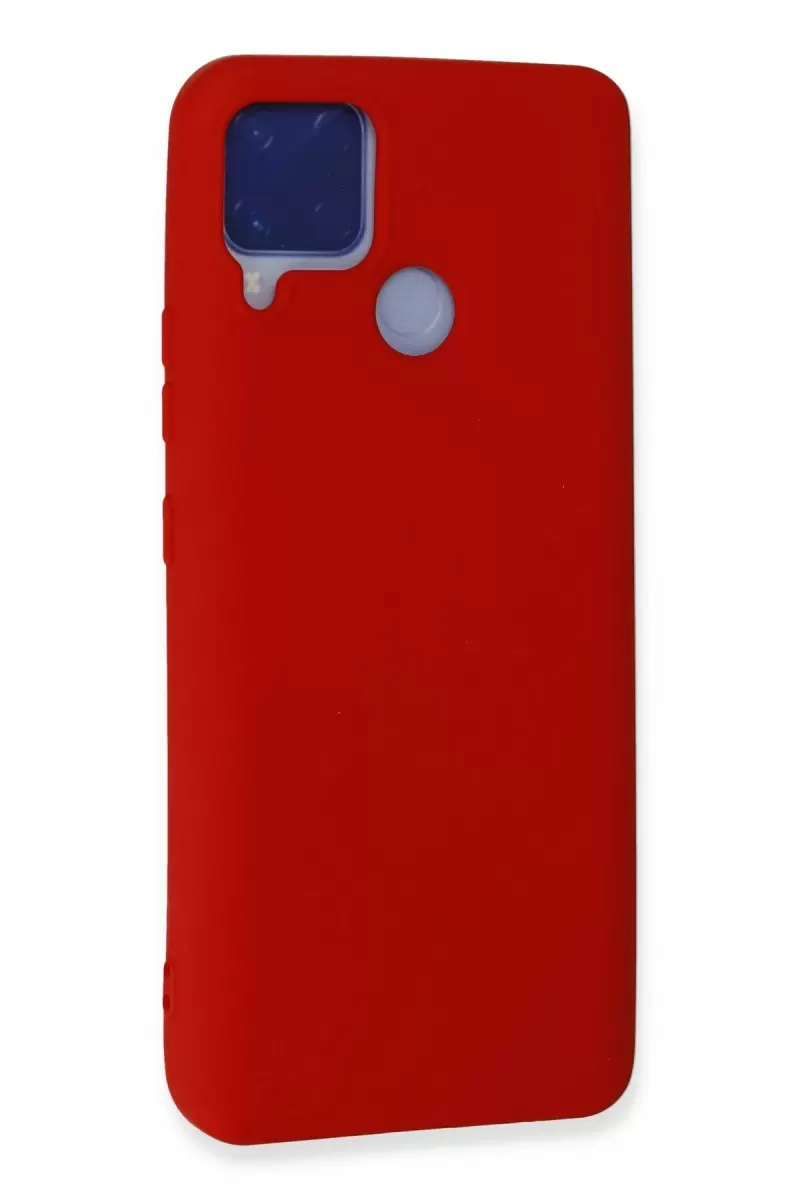 Newface Realme C15 Kılıf Nano içi Kadife Silikon - Kırmızı