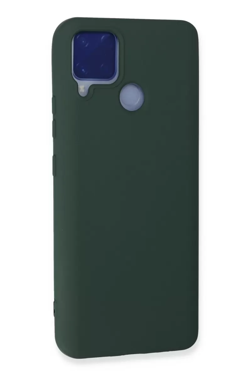 Newface Realme C15 Kılıf Nano içi Kadife Silikon - Koyu Yeşil