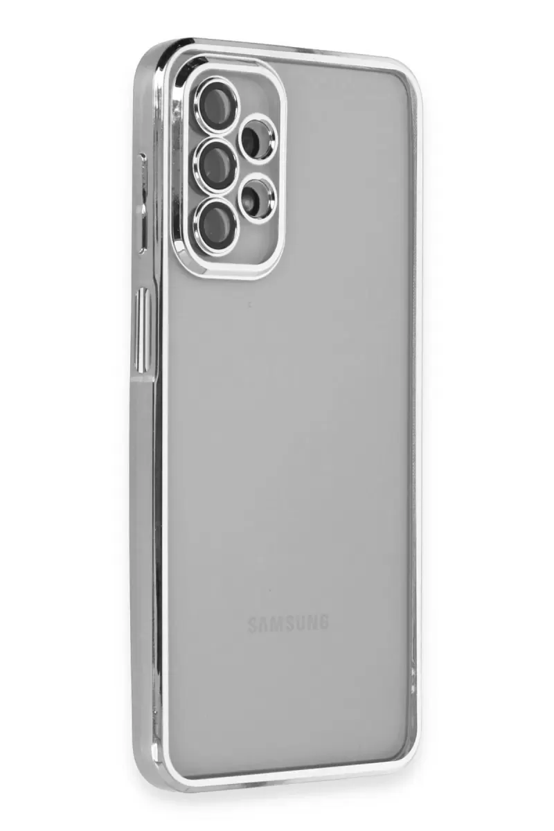 Newface Samsung Galaxy A23 4G Kılıf Razer Lensli Silikon - Gümüş
