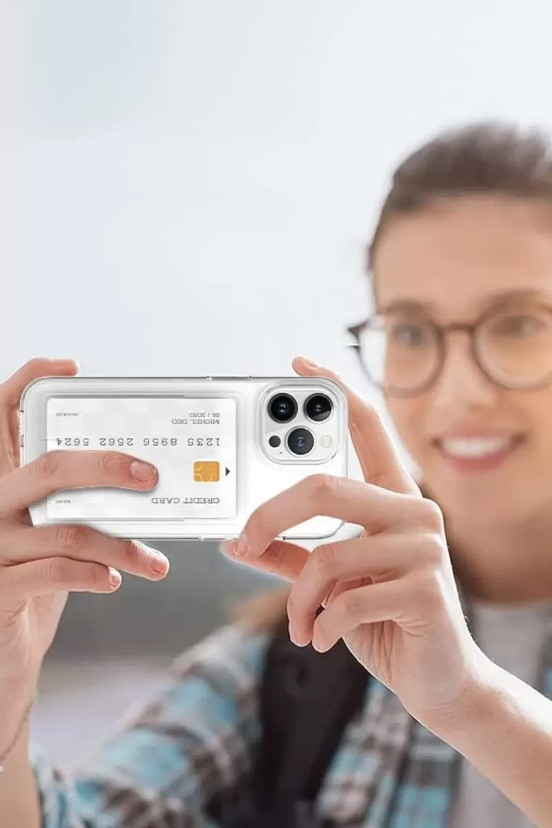 Newface Apple iPhone 15 Kılıf Kart Şeffaf Silikon - Şeffaf