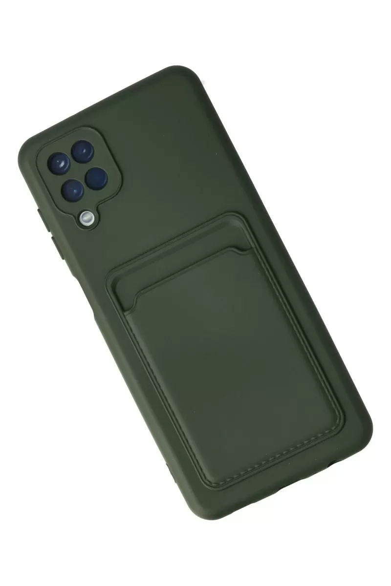 Newface Samsung Galaxy A12 Kılıf Kelvin Kartvizitli Silikon - Koyu Yeşil